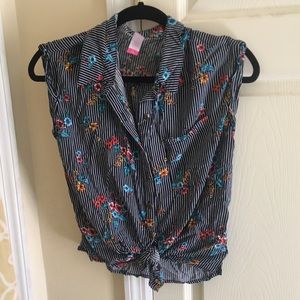 Striped floral blouse